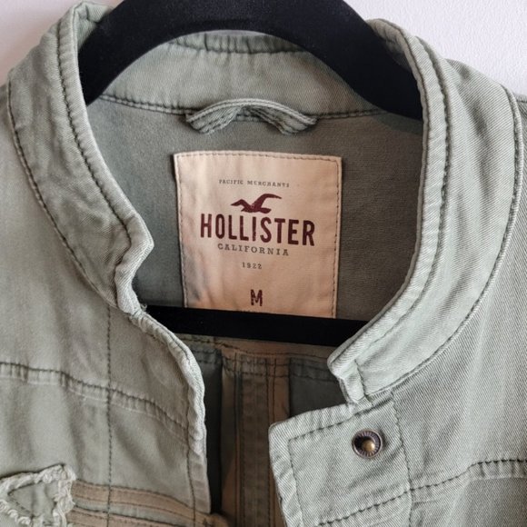 Hollister Camo Green Moto Biker Style Cropped Streetwear Y2K Jacket - Size M - Picture 3 of 12